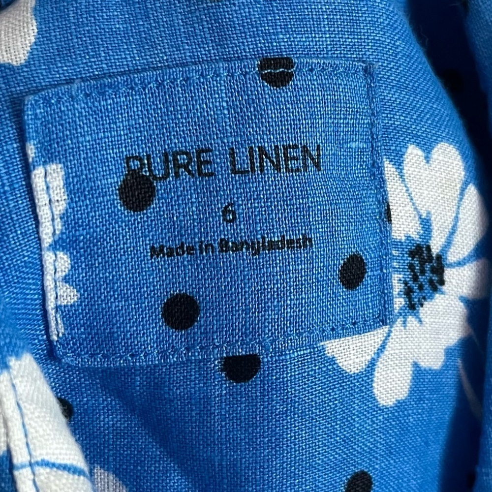 Pure Linen by Marks and Spencer • Blue Floral Button Down Blouse - Picture 5 of 5